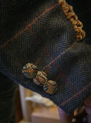 Kathrens Rare Knitwear one-off blue tweed jacket for James Coplestone of Robert James Workshop - cuff detail