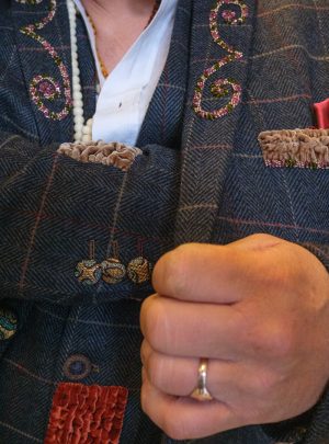 Kathrens Rare Knitwear one-off blue tweed jacket for James Coplestone of Robert James Workshop - detail 2
