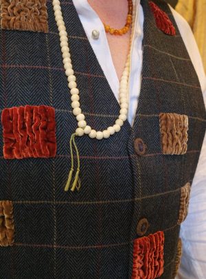 Kathrens Rare Knitwear one-off blue tweed waistcoat for James Coplestone of Robert James Workshop - detail 1