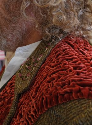 Kathrens Rare Knitwear one-off olive tweed jacket for James Coplestone of Robert James Workshop - detail 3