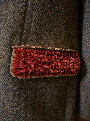 Kathrens Rare Knitwear one-off olive tweed jacket for James Coplestone of Robert James Workshop - pocket detail
